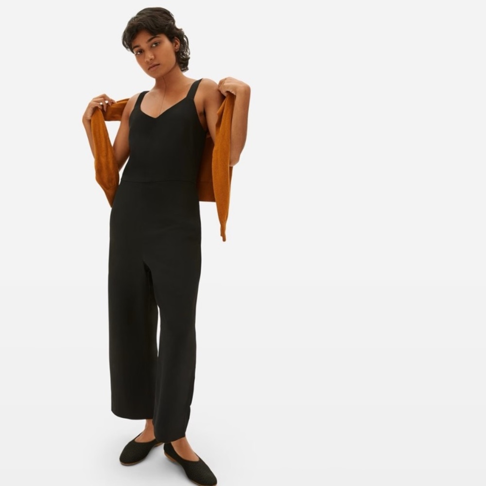 NWT Everlane Japanese GoWeave Slip Jumpsuit Black 0P 0 Petite